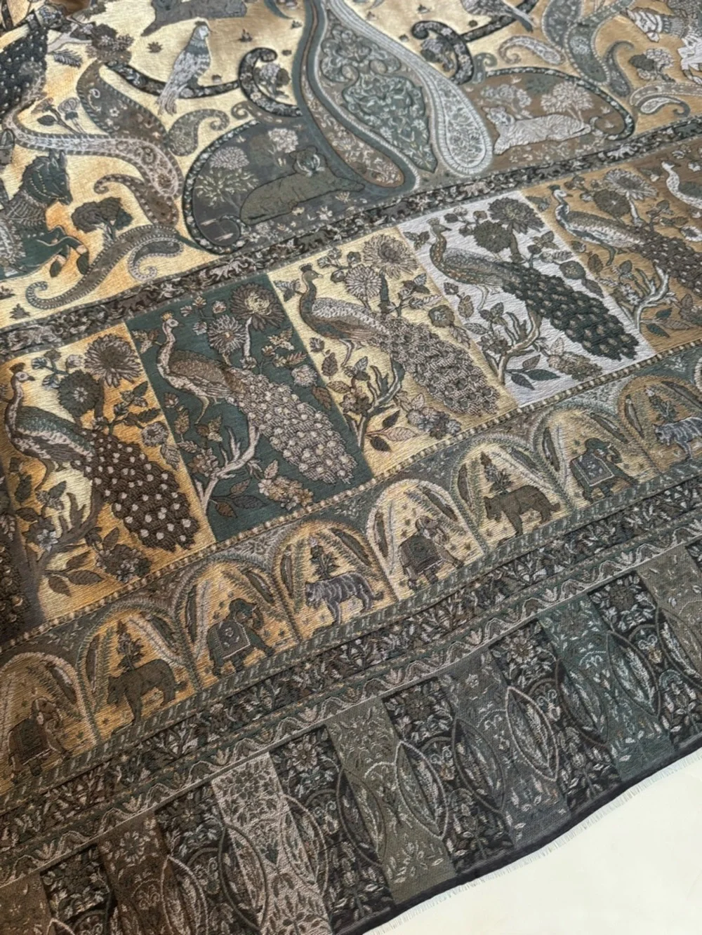 Moonlight Shawl with Peacock Design, Wedding Wrap - Picture 10 of 17